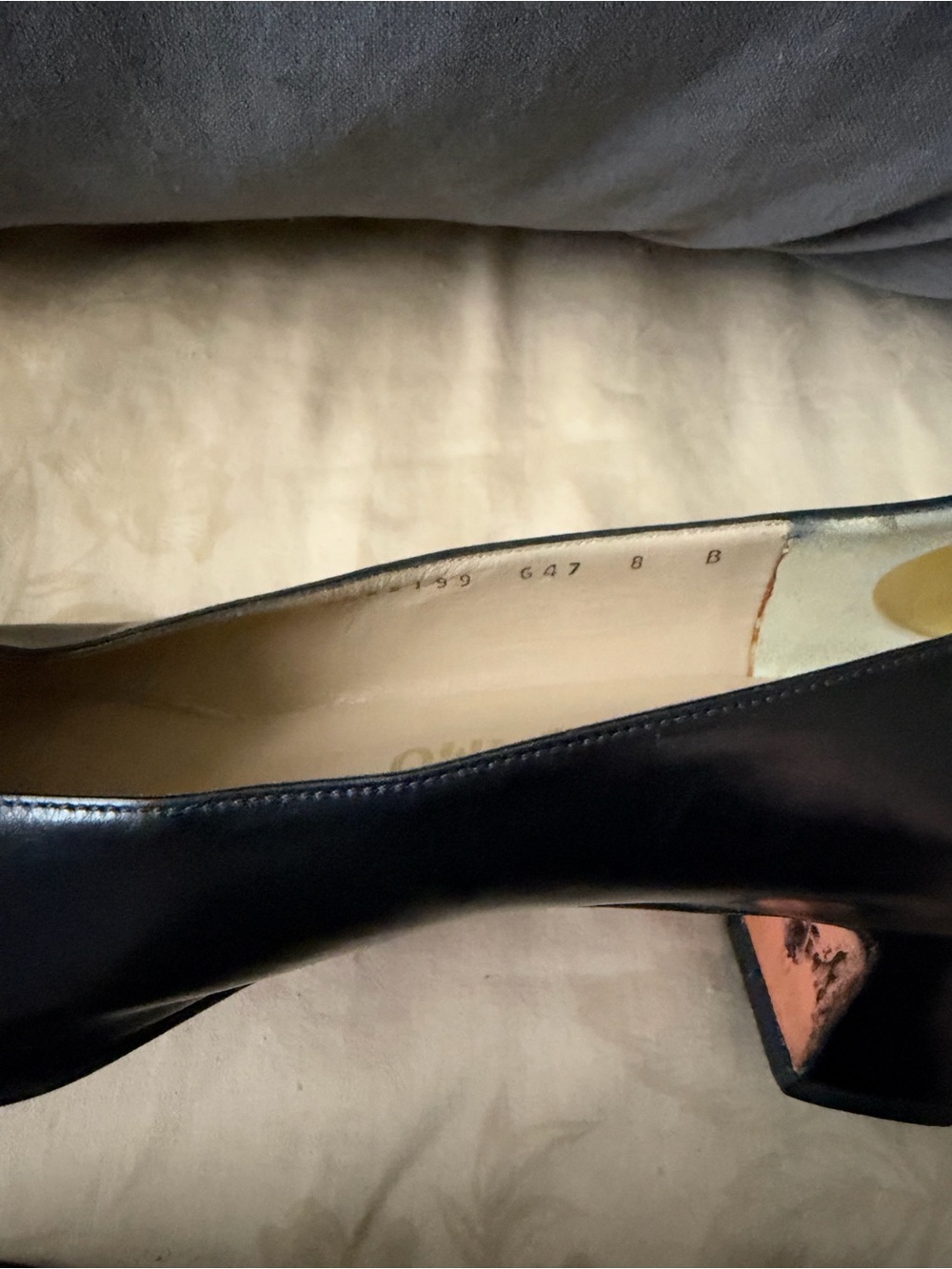 Salvatore Ferragamo Black Leather Mid-Heel Pumps with Gold Medallion - Picture 6 of 8